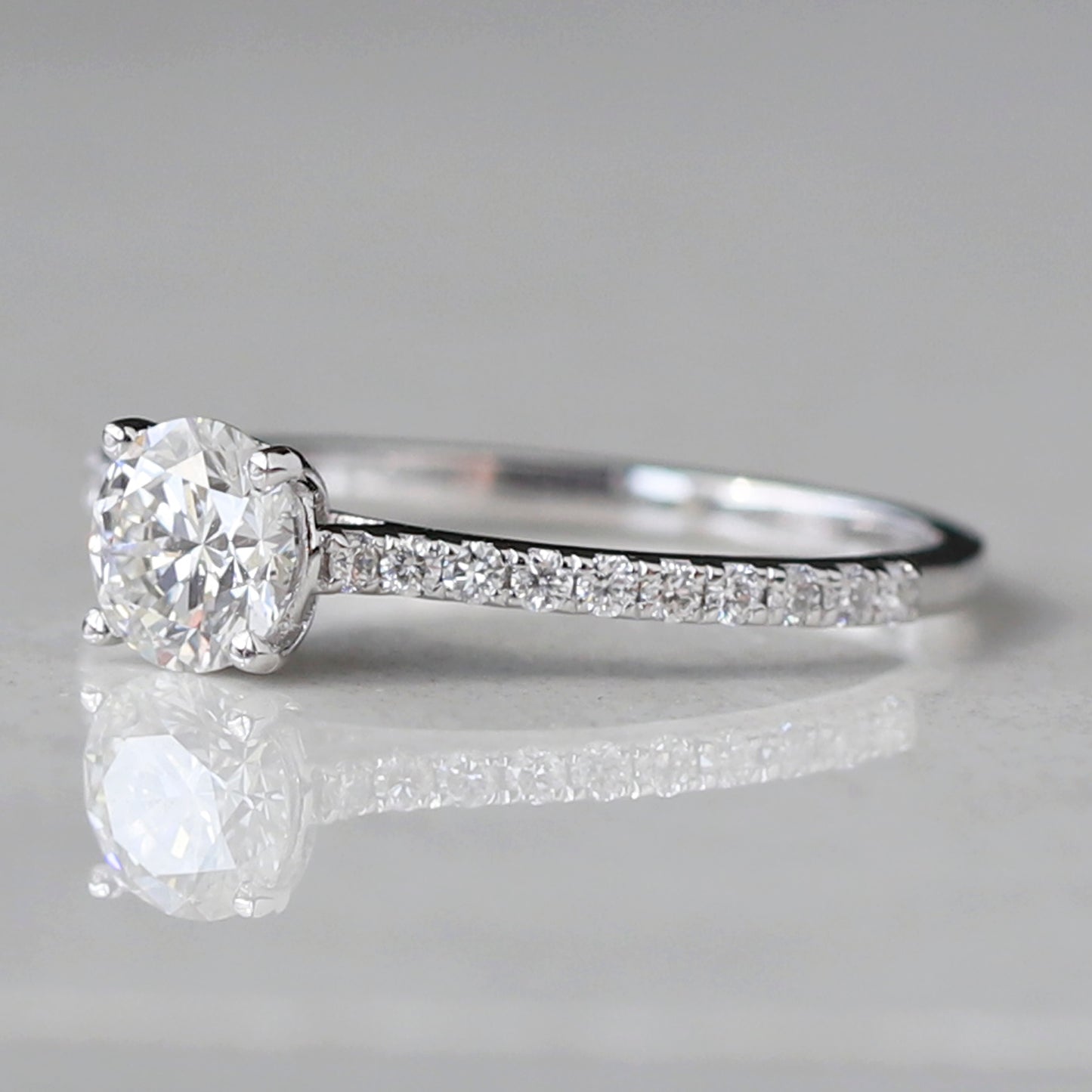 white gold lab created diamond ring