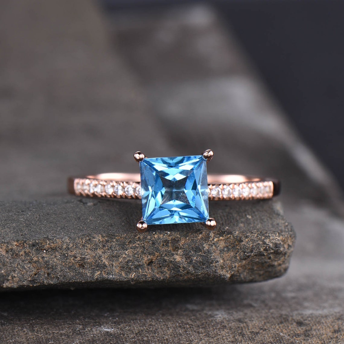 Fancy Swiss Blue Topaz Gemstone Ring