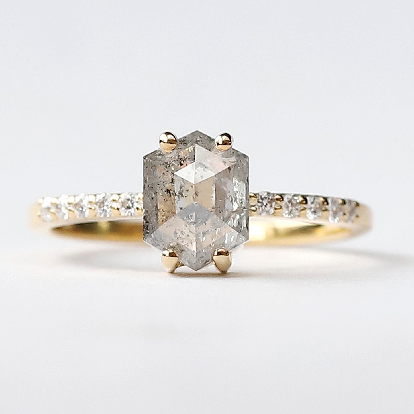 elongated hexagon engagement ring