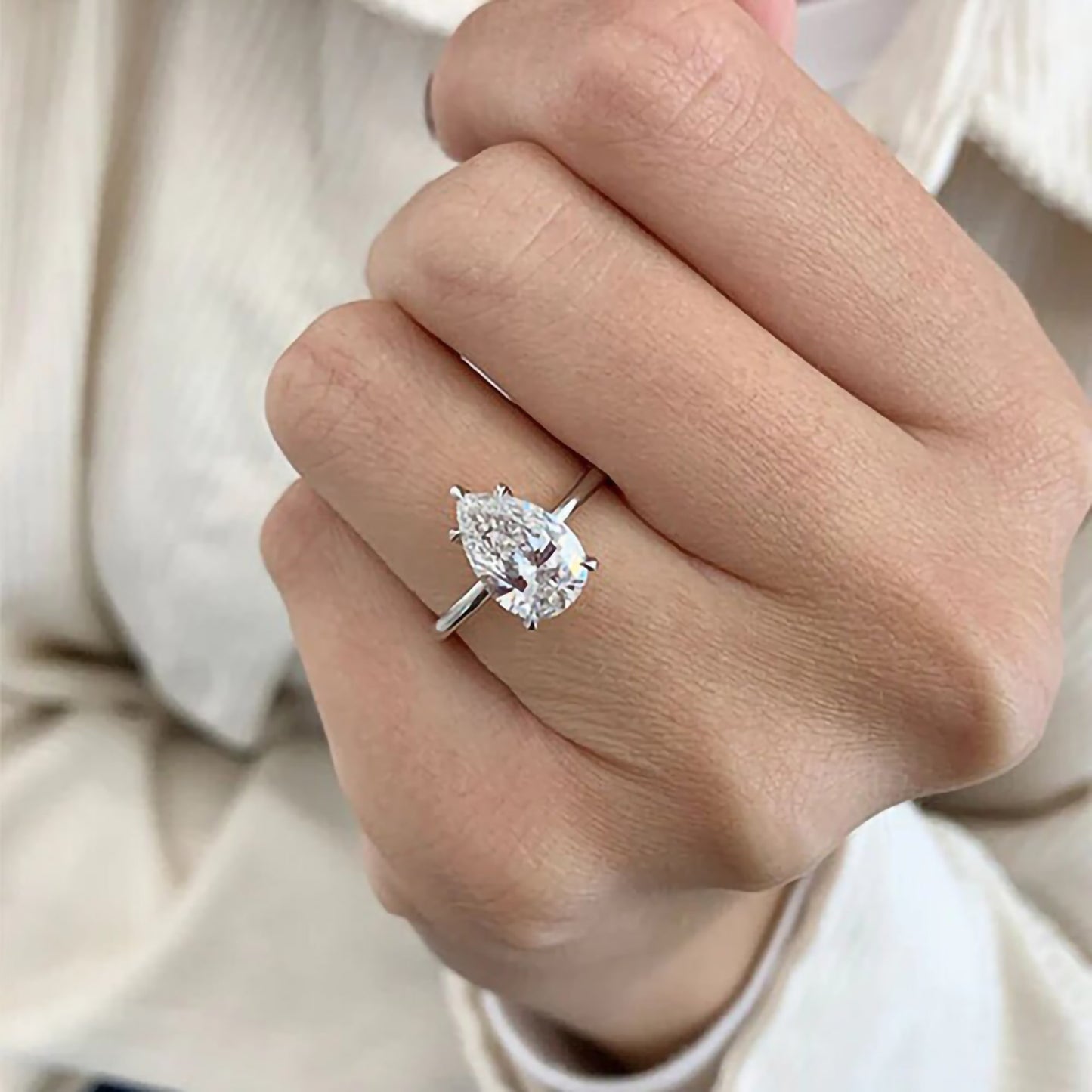 14k white gold moissanite ring