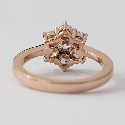 14 K Yellow Gold Flower Diamond Ring For Her