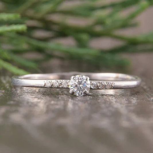 14k White Gold Moissanite Minimal Ring