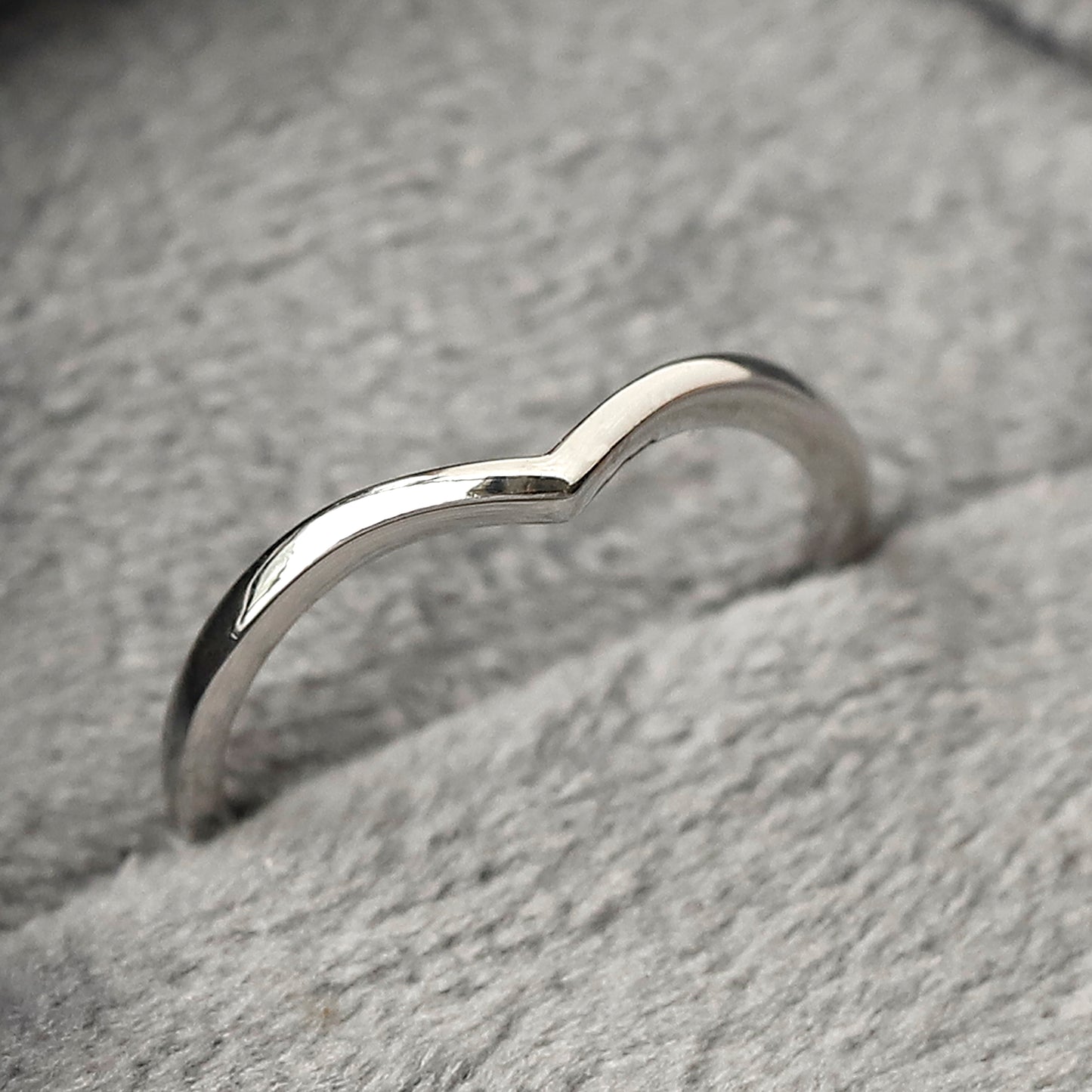 14K White Gold Wish Bone Wedding Band For Her