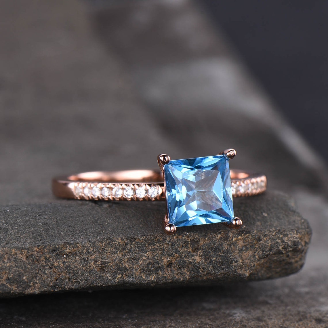 Fancy Swiss Blue Topaz Gemstone Ring