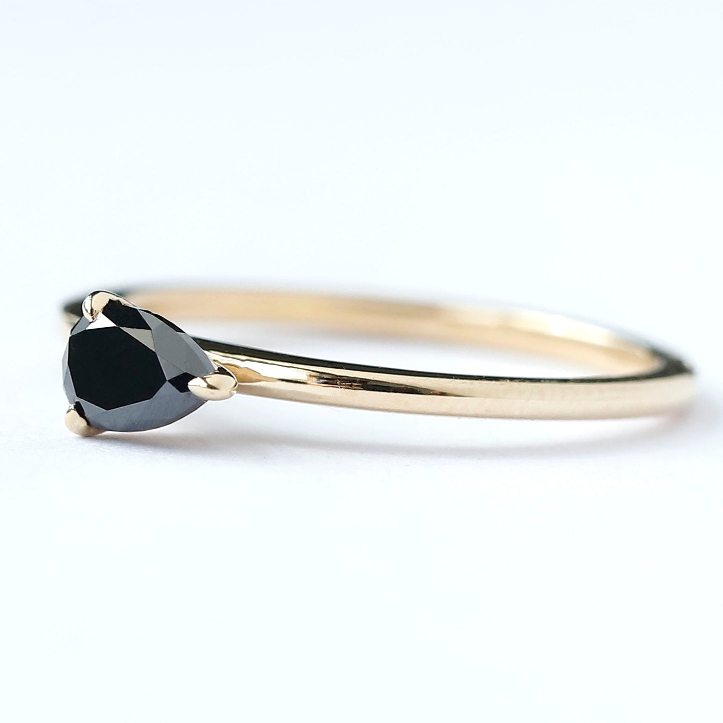 Black Diamond East West Pear Diamond Ring