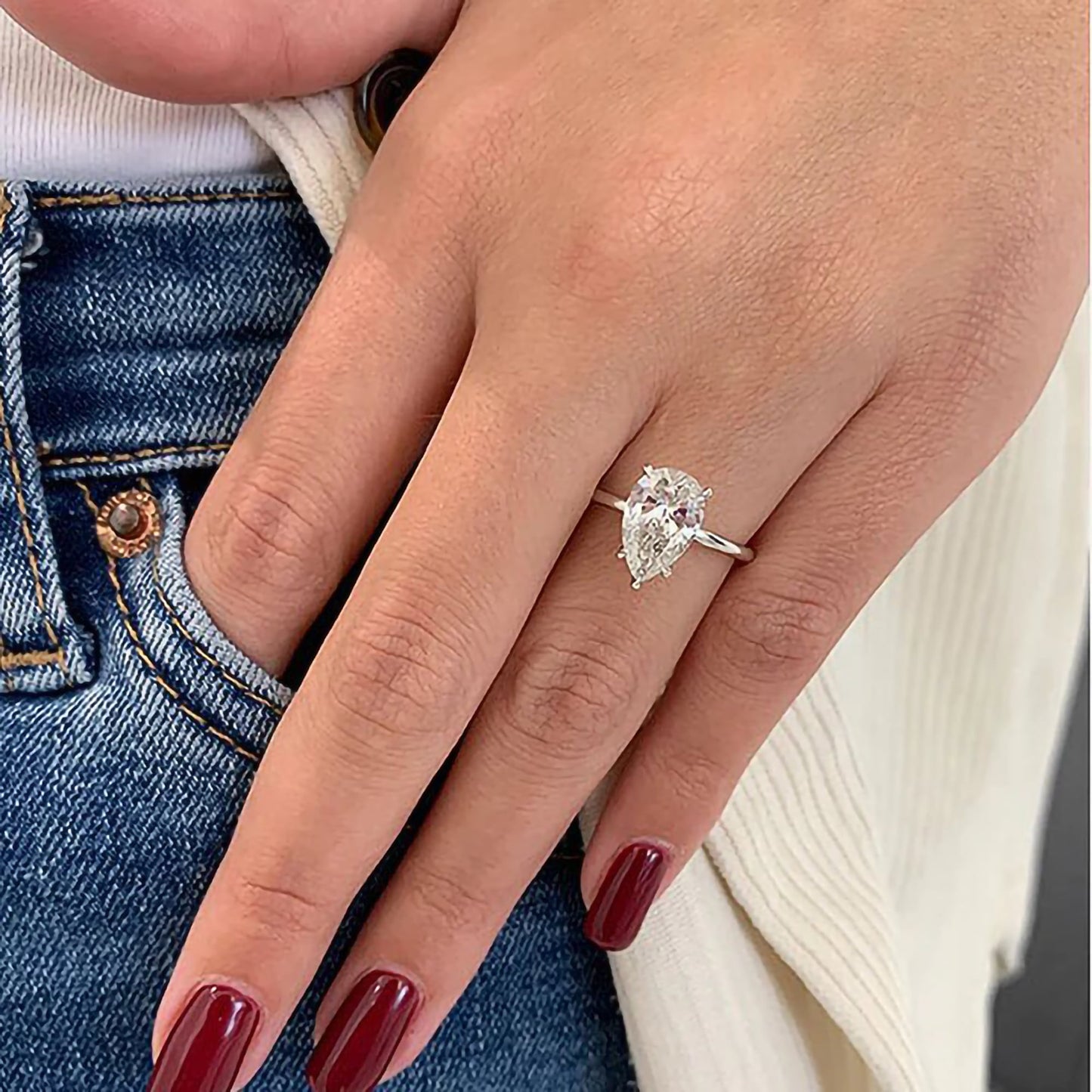 14k white gold moissanite ring