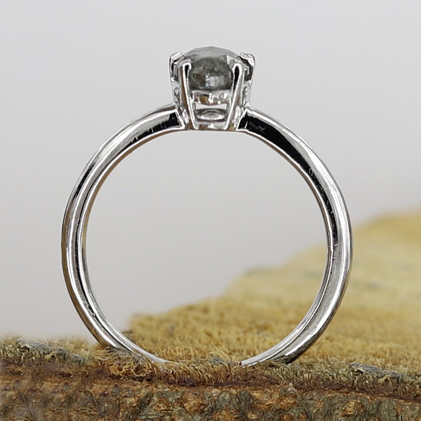 Salt and pepper pear diamond ring