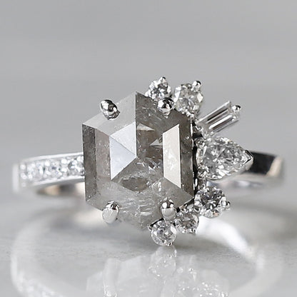 hexagon-shaped diamond ring