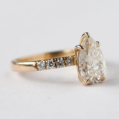 1.50 CT Pear Cut Lab Diamond Engagement Ring