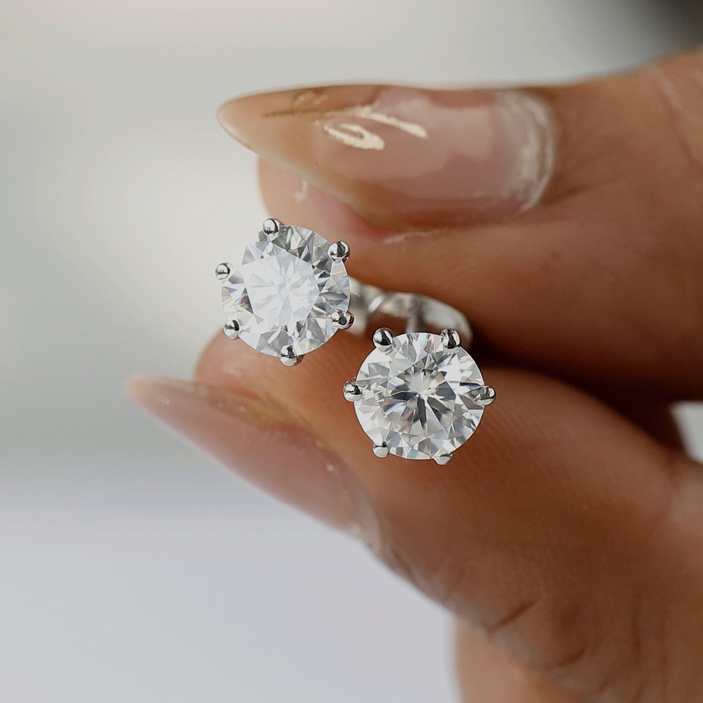 14 K Rose Gold 1.20 CT Lab Grown Diamond Solitaire Earrings