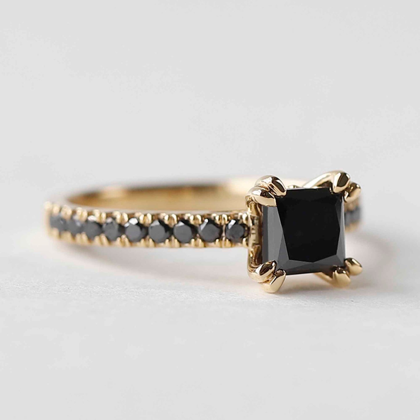 princess cut black diamond ring