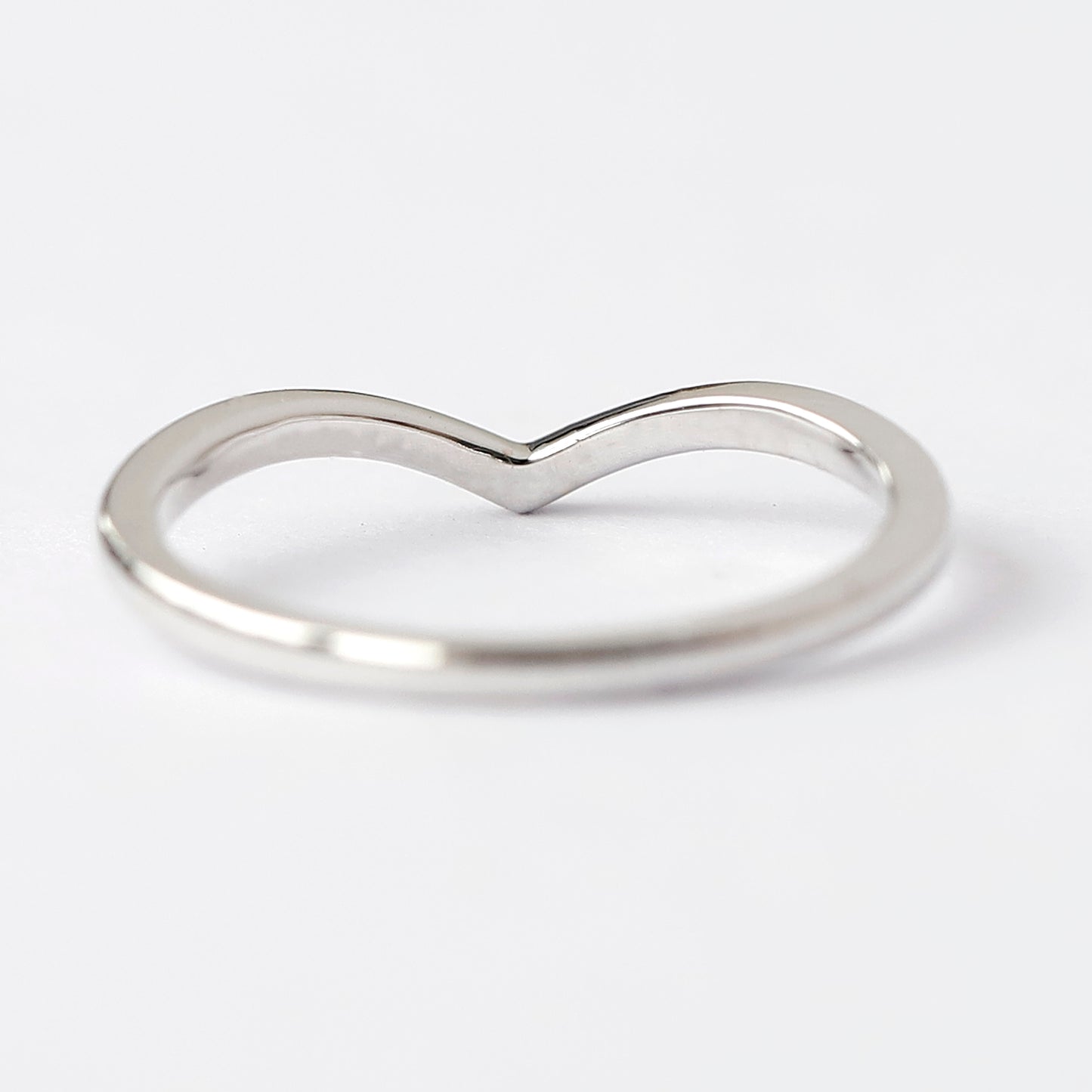 14K White Gold Wish Bone Wedding Band For Her