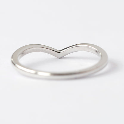 14K White Gold Wish Bone Wedding Band For Her