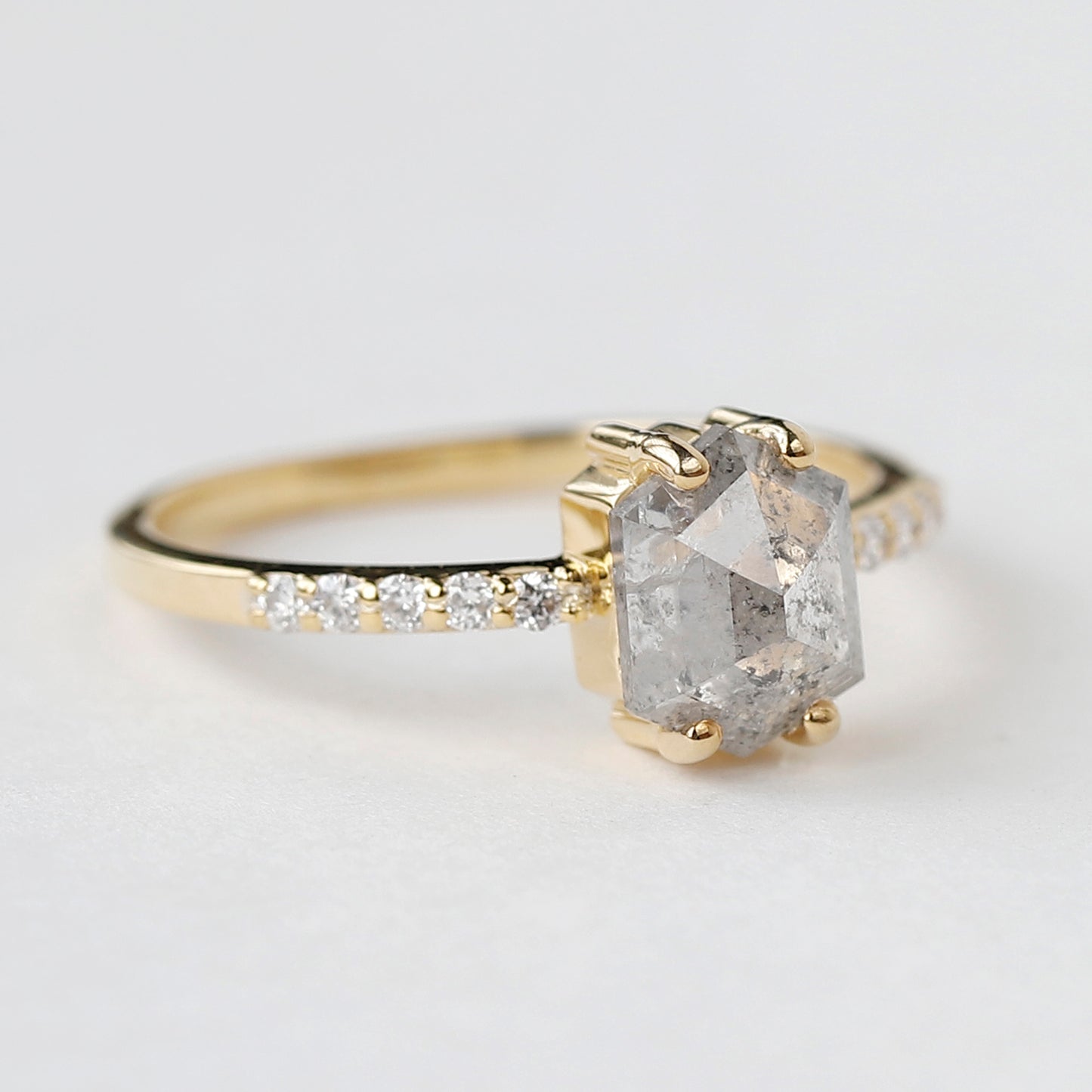 elongated hexagon engagement ring