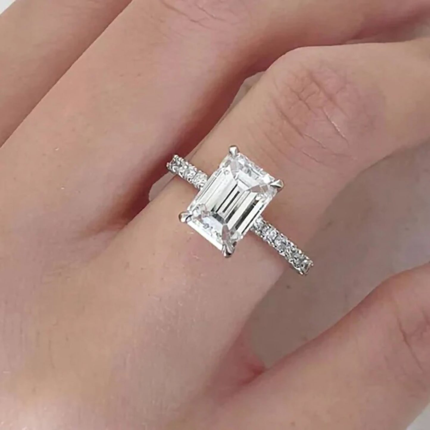 emerald cut moissanite ring