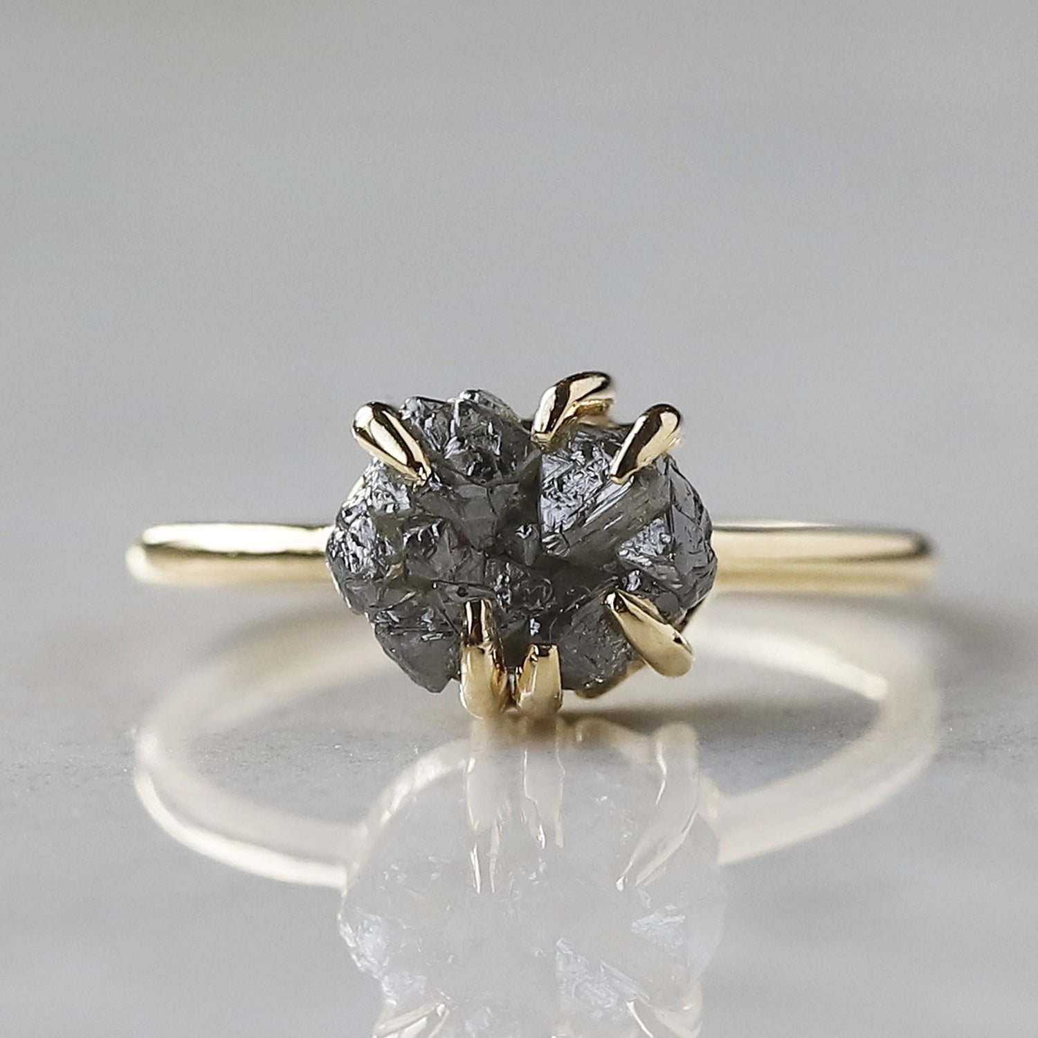 14 k gold raw diamond ring