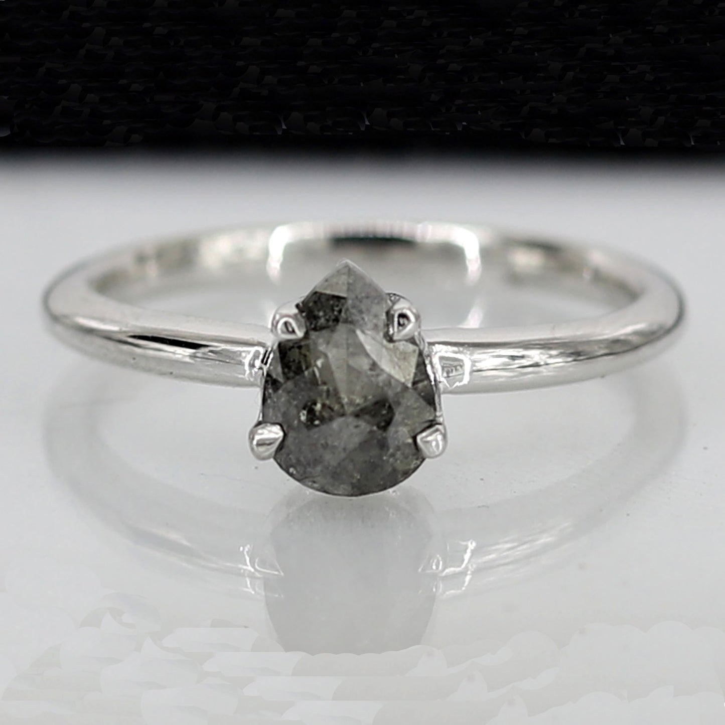 Salt and pepper pear diamond ring