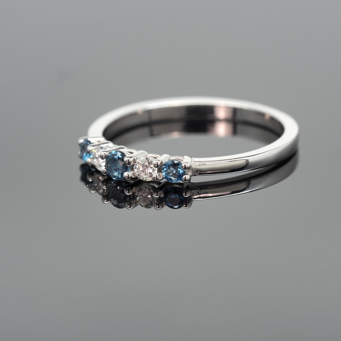 Wedding Band with London Blue Topaz