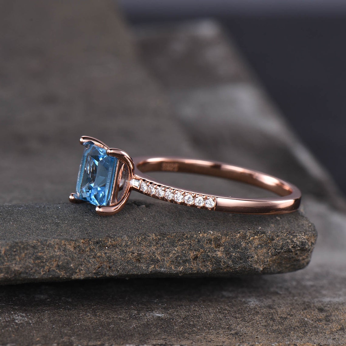 Fancy Swiss Blue Topaz Gemstone Ring