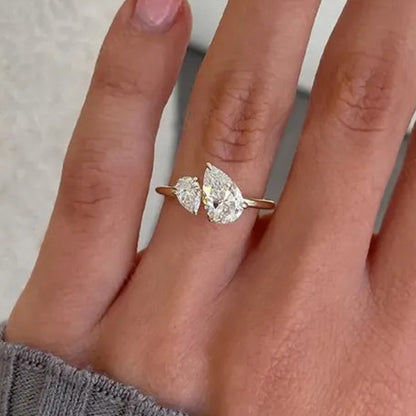 14k Yellow Gold Moissanite Toi Et Moi Ring For Her