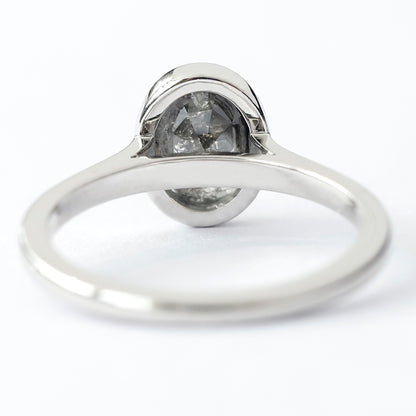 Oval Cut Salt and Pepper Diamond Ring For Her