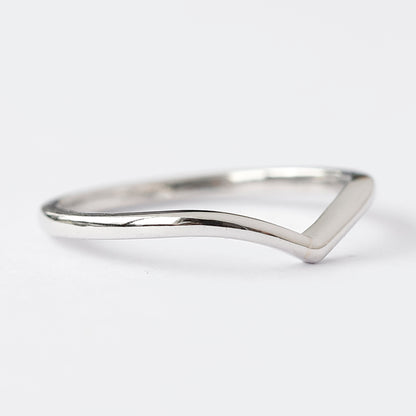 14K White Gold Wish Bone Wedding Band For Her