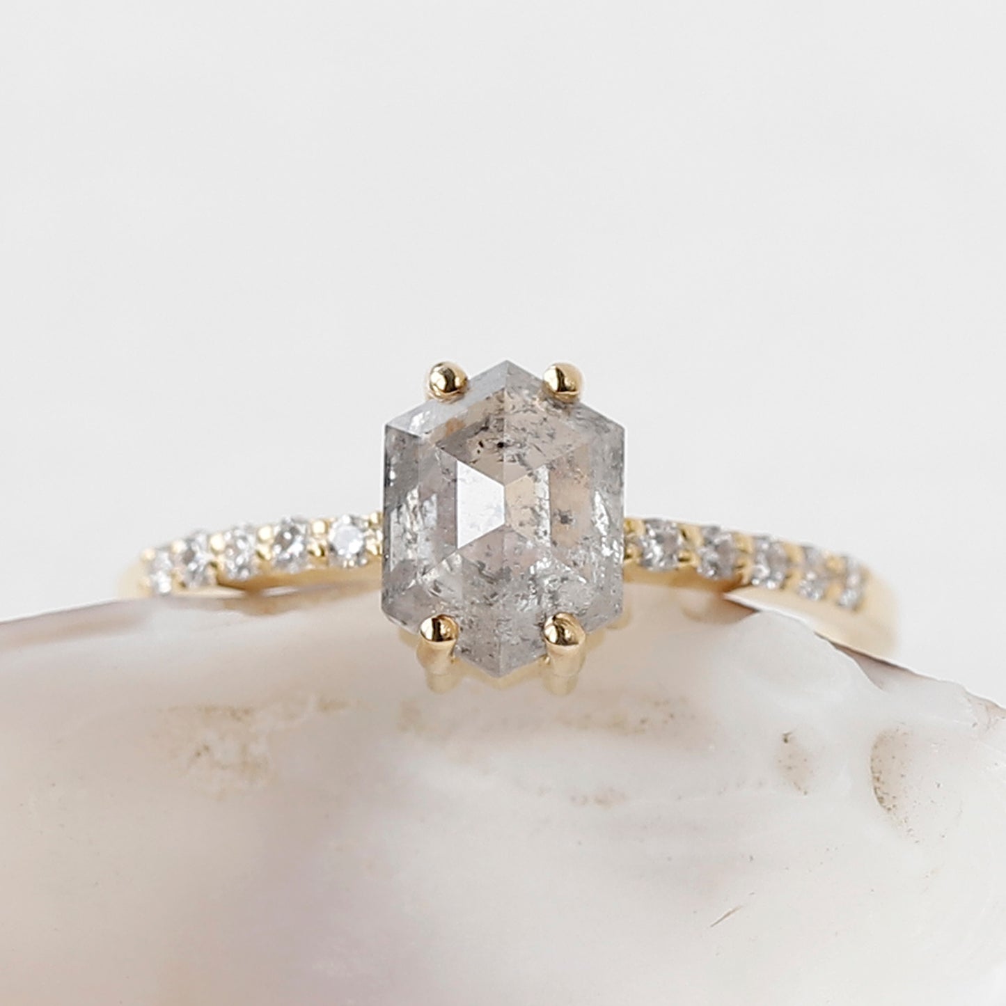 elongated hexagon engagement ring