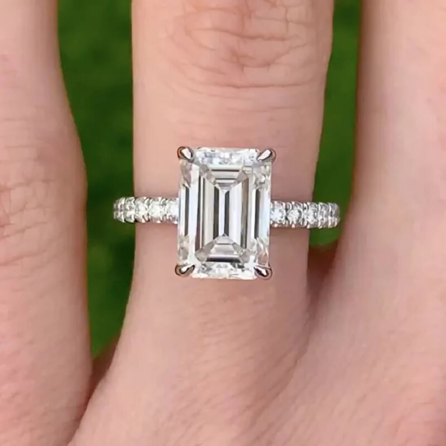 emerald cut moissanite ring