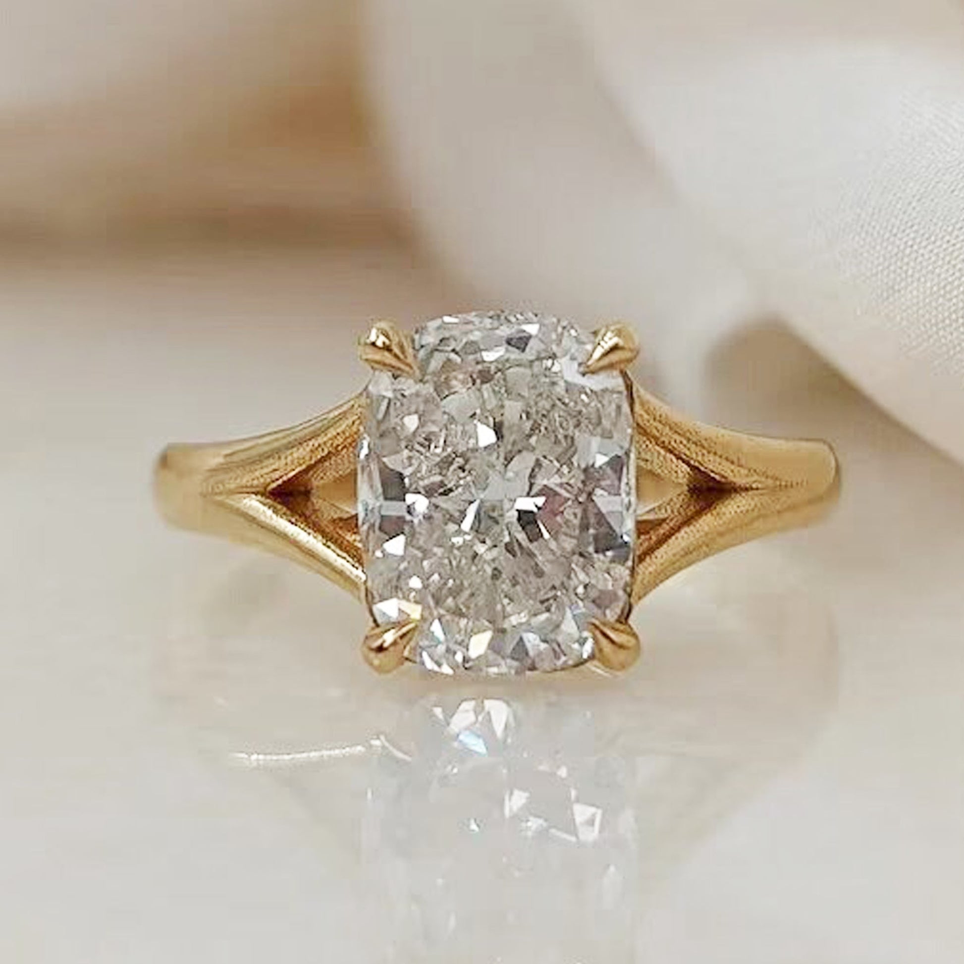 Split Shank Elongated Antique Cushion Cut Split Shank Engagement