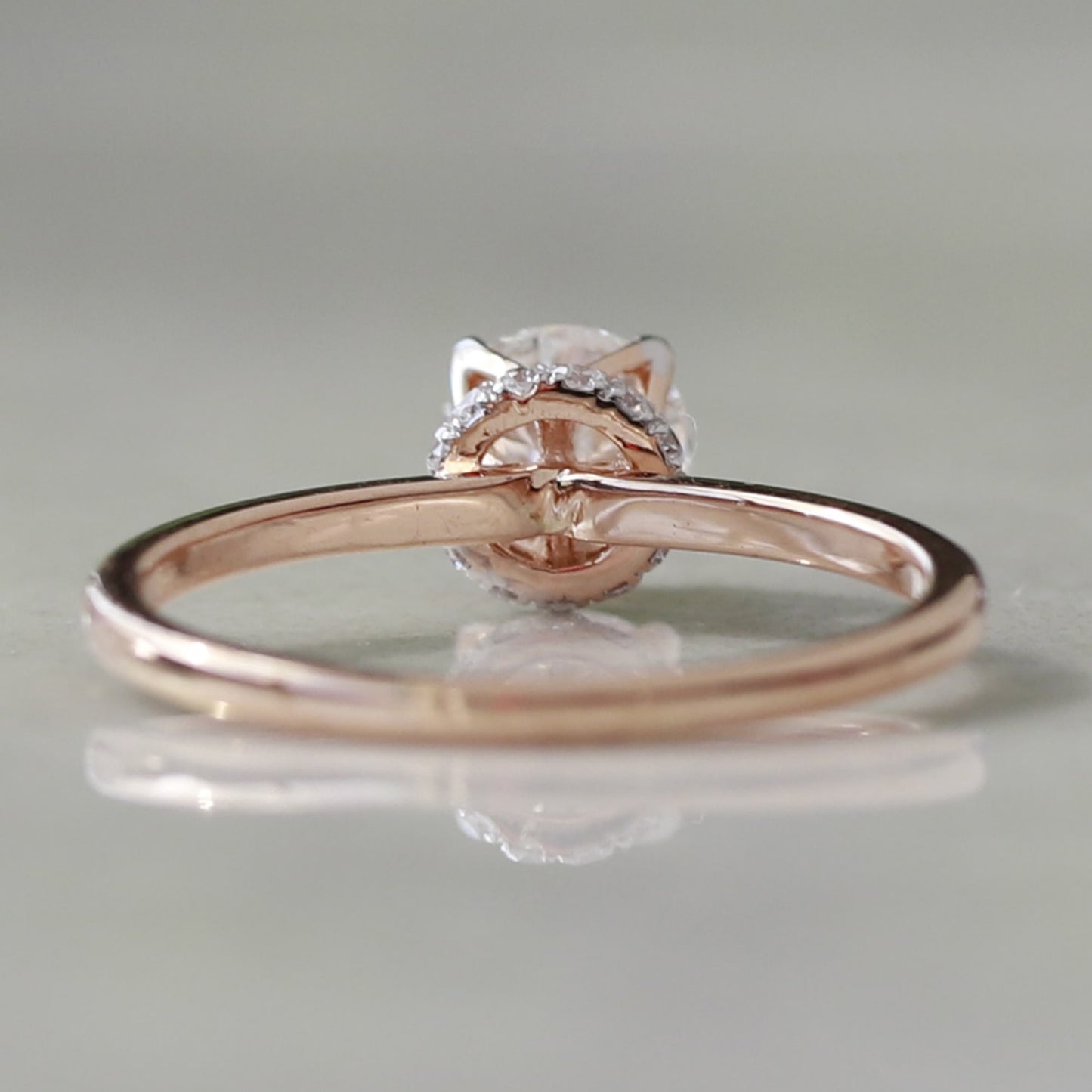 rose gold hidden halo engagement ring