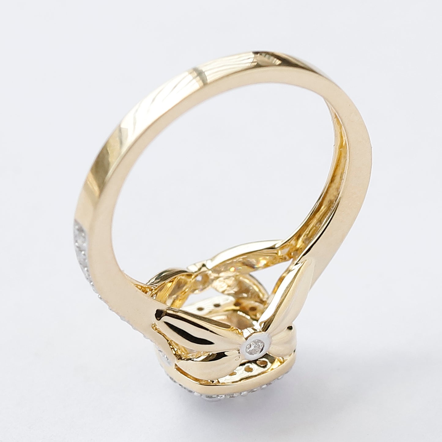 14 k Yellow Gold Cushion Cut Moissanite Engagement Ring