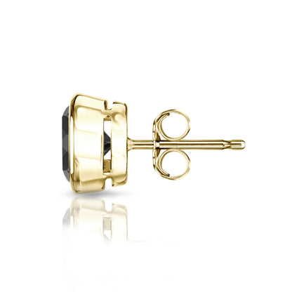 black diamond stud earrings in 14k yellow gold