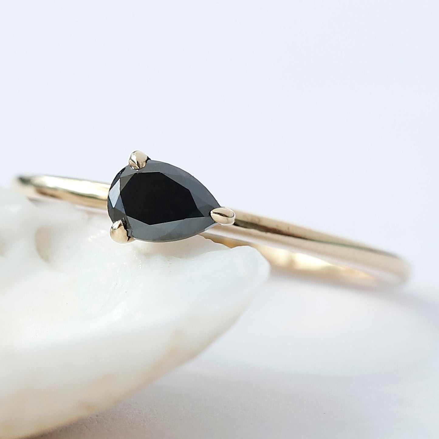 Black Diamond East West Pear Diamond Ring