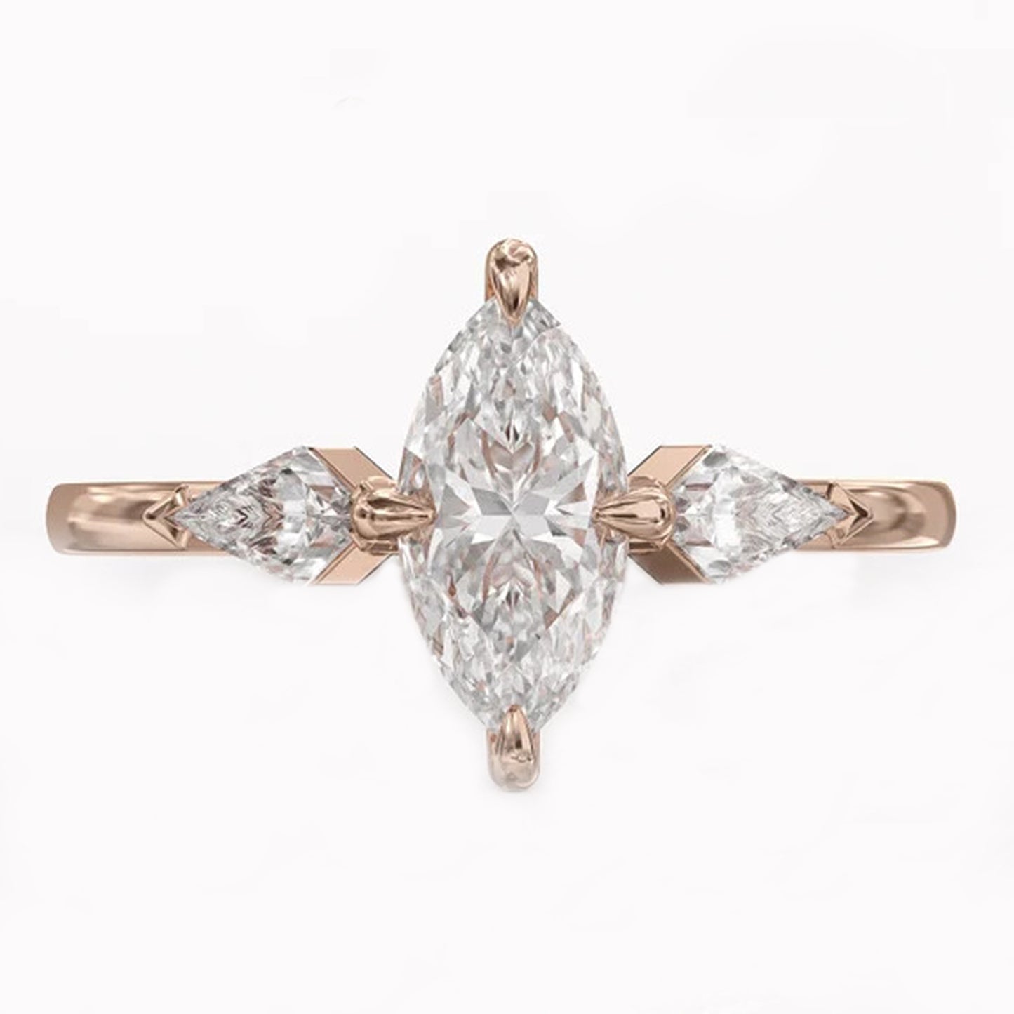 14k Yellow Gold Marquise Diamond Rings For Women