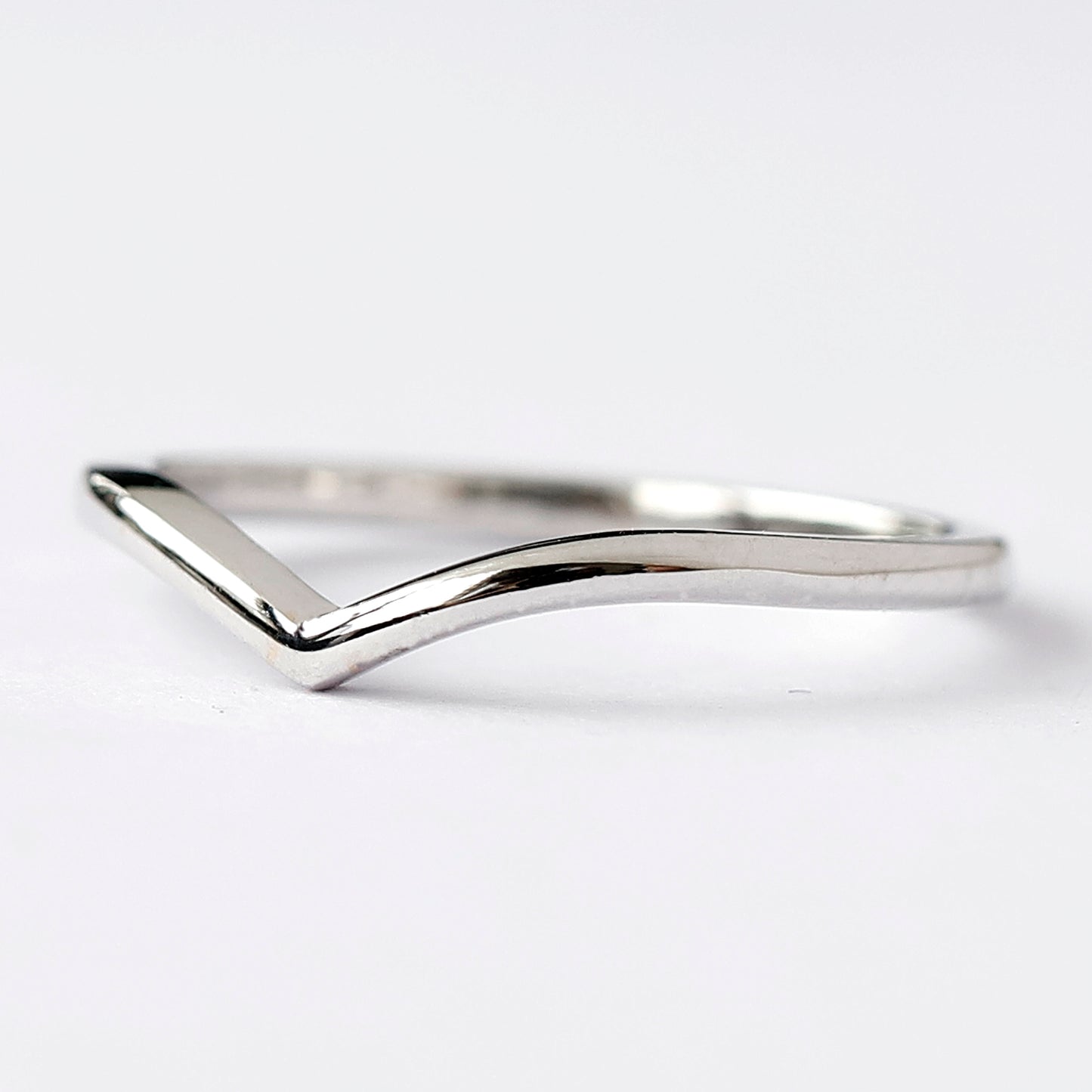 14K White Gold Wish Bone Wedding Band For Her