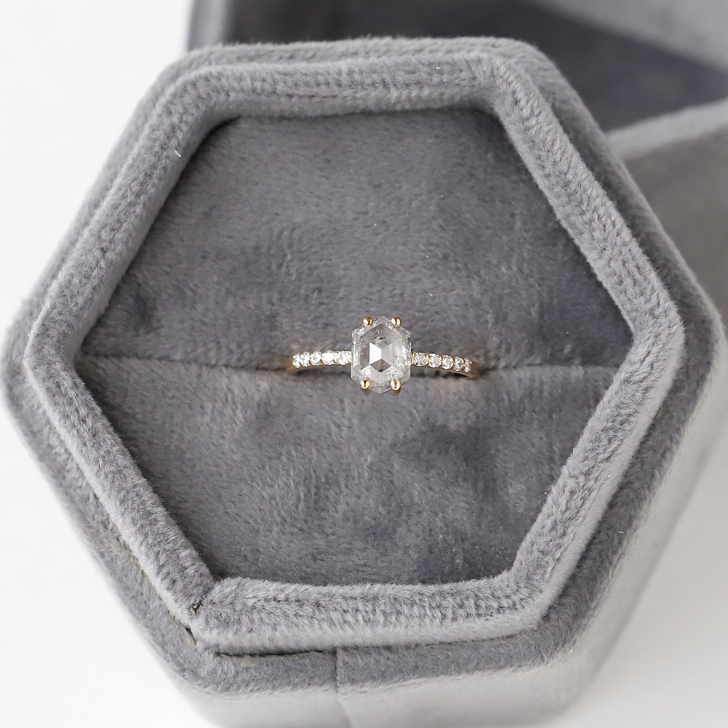 elongated hexagon engagement ring