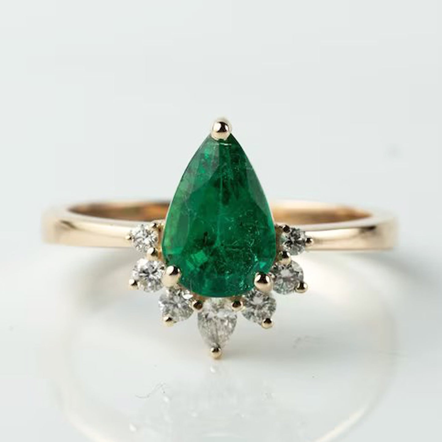 emerald pear cut ring