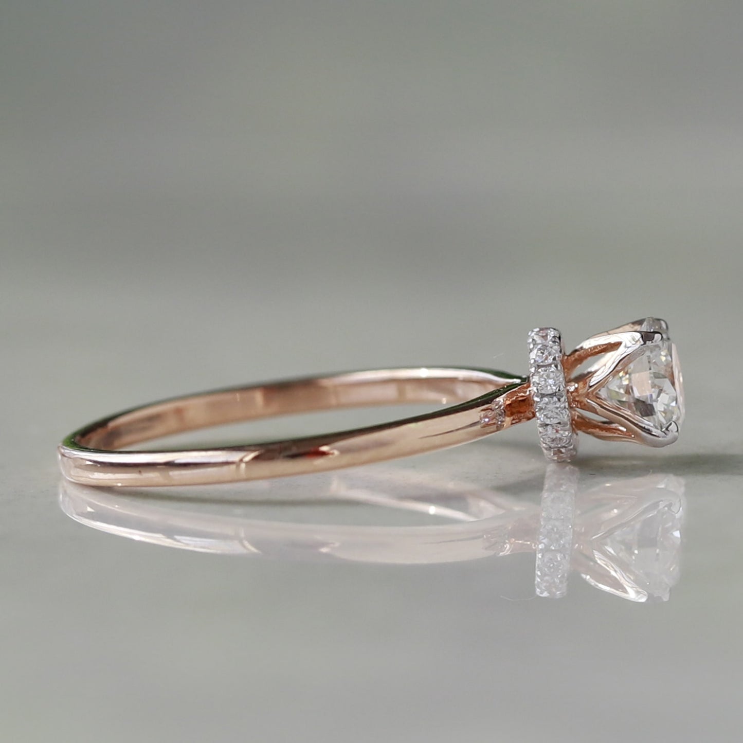 rose gold hidden halo engagement ring