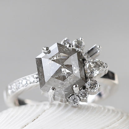 hexagon-shaped diamond ring