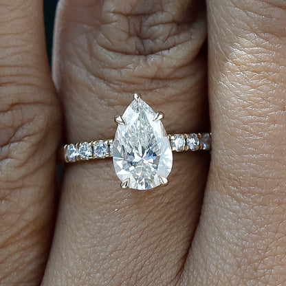 1.50 CT Pear Cut Lab Diamond Engagement Ring