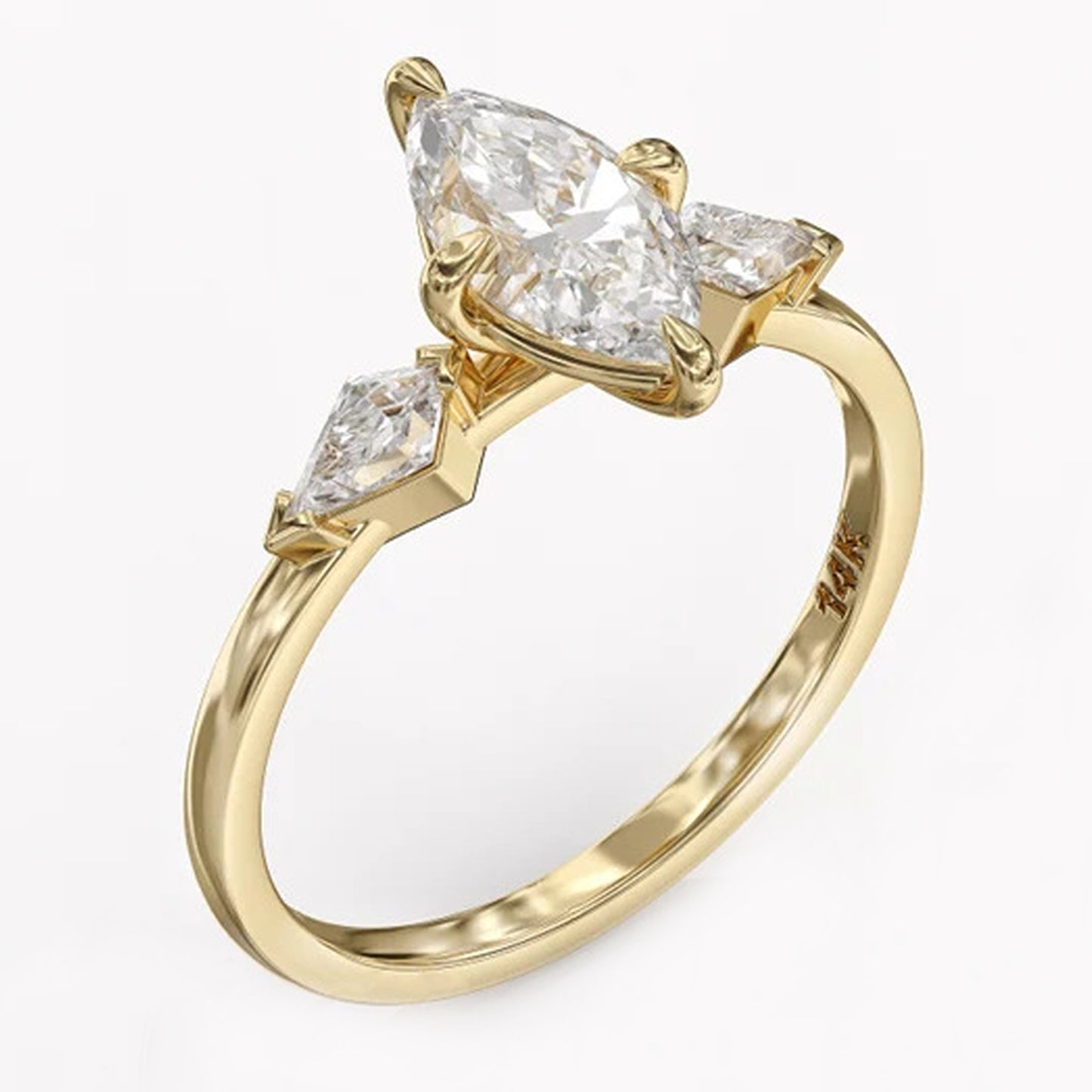 14k Yellow Gold Marquise Diamond Rings For Women