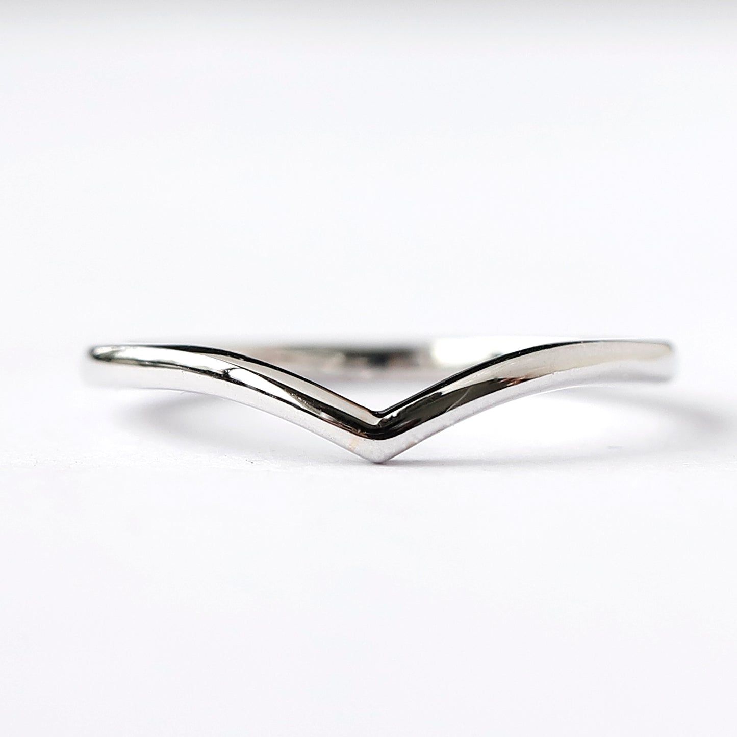 14K White Gold Wish Bone Wedding Band For Her