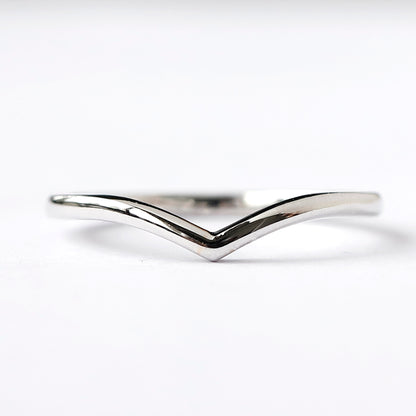 14K White Gold Wish Bone Wedding Band For Her