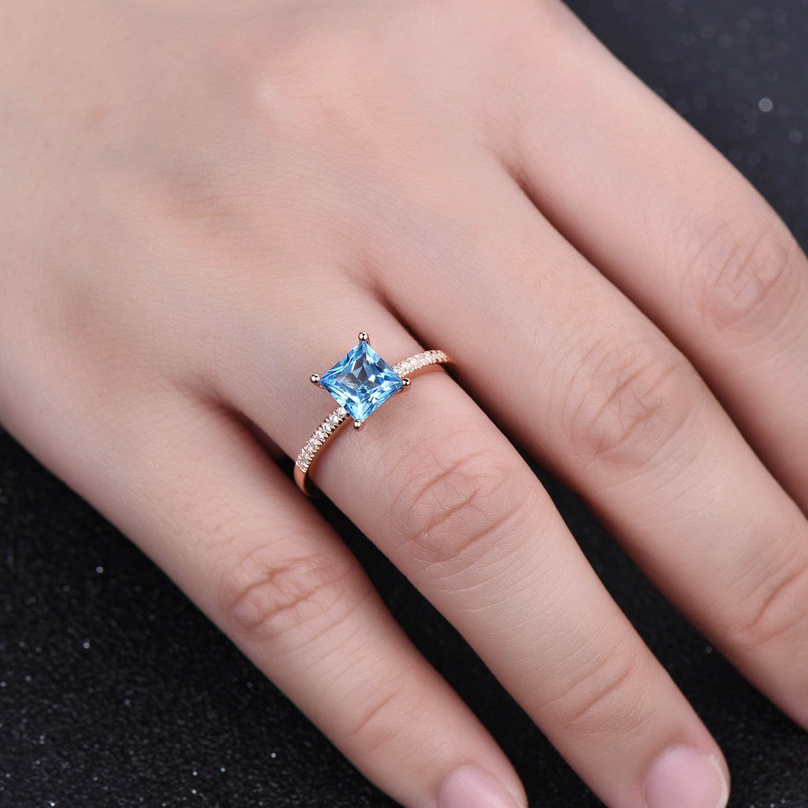 Fancy Swiss Blue Topaz Gemstone Ring