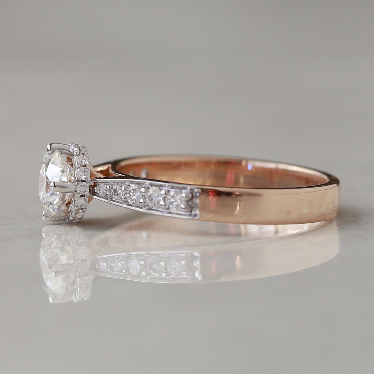 hidden halo engagement ring rose gold