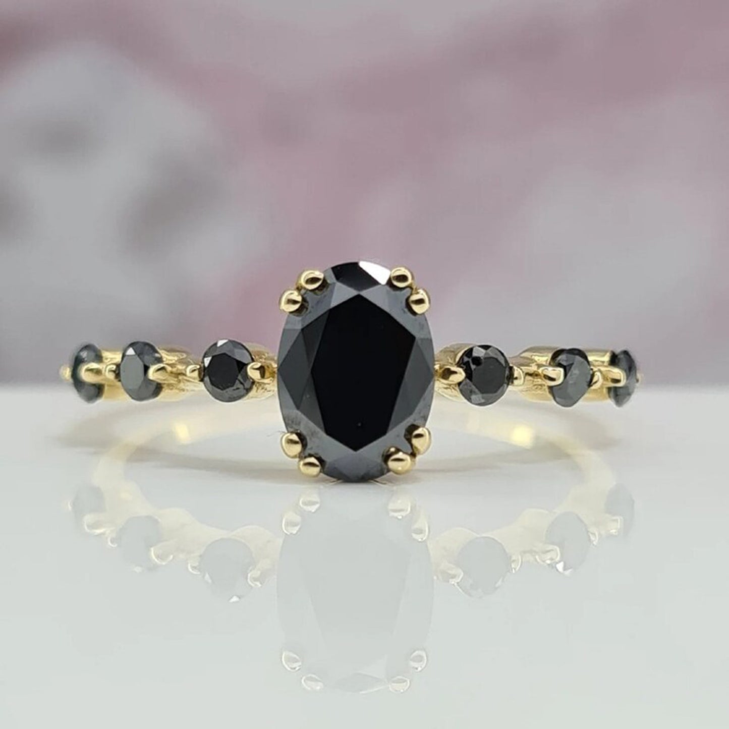 Black Oval Engagement Rings