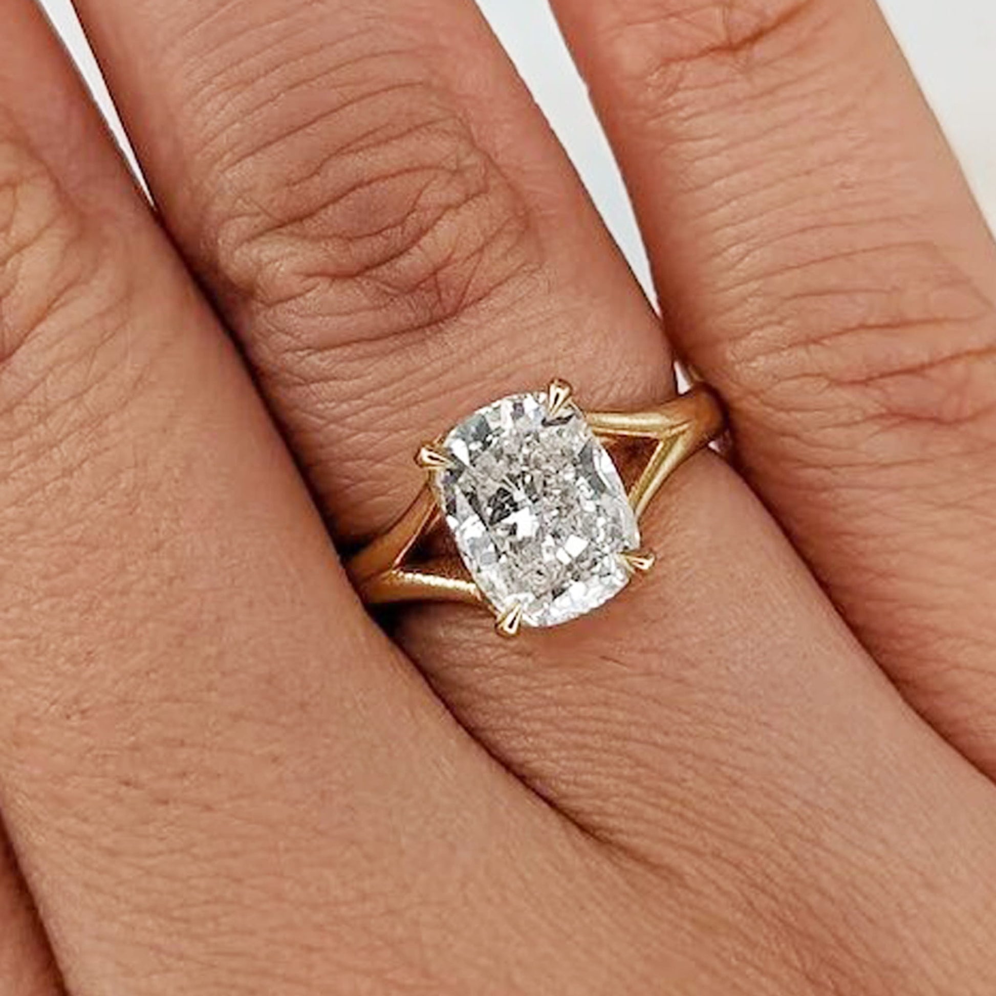 Ct Elongated Cushion Cut Diamond Ring Rustic and Gold