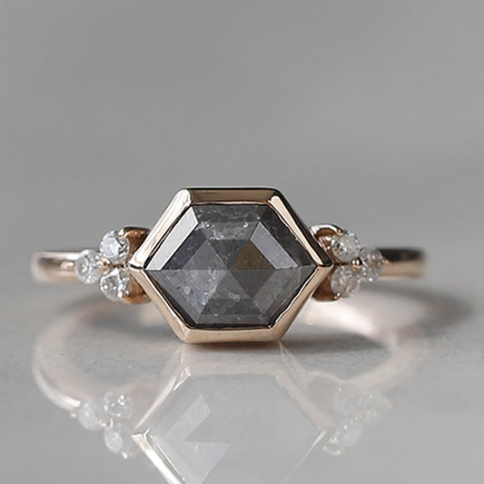 Elongated Hexagon Engagement Ring