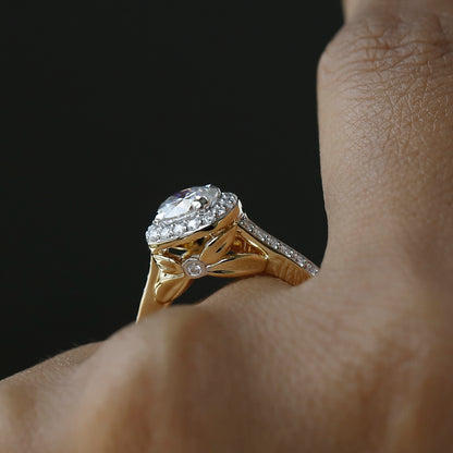 14 k Yellow Gold Cushion Cut Moissanite Engagement Ring