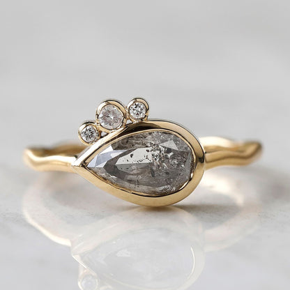 pear salt and pepper diamond ring